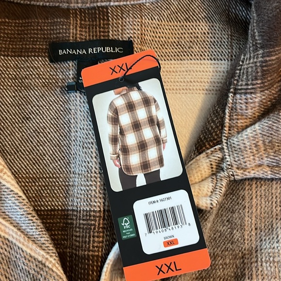 Banana Republic Ladies' Shirt Jacket - BROWN PLAID SIZE XXL - Picture 13 of 15
